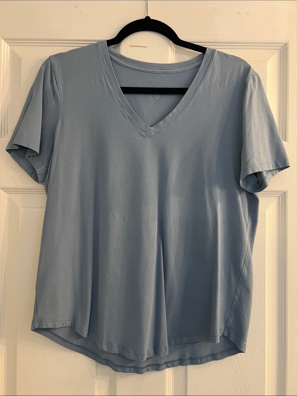 lululemon athletica Light Blue V-Neck Short Sleeve Top